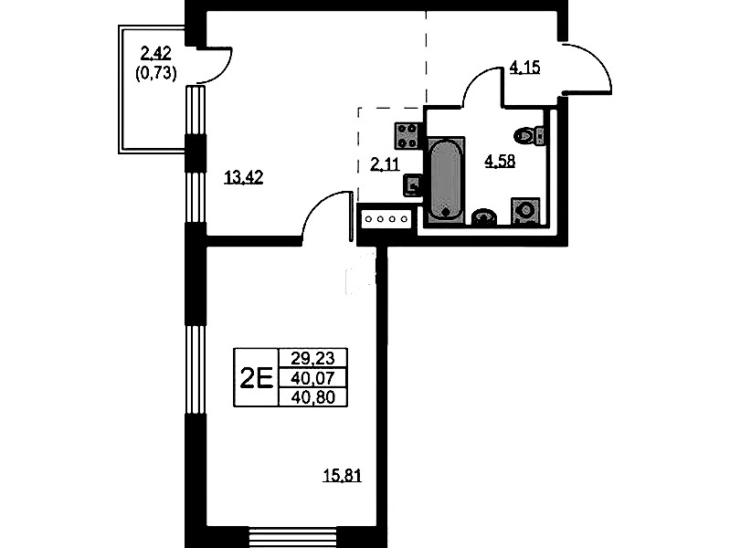 1-комнатная квартира 40.8 м², 9/11 эт., ЖК «Квартал Лаголово»